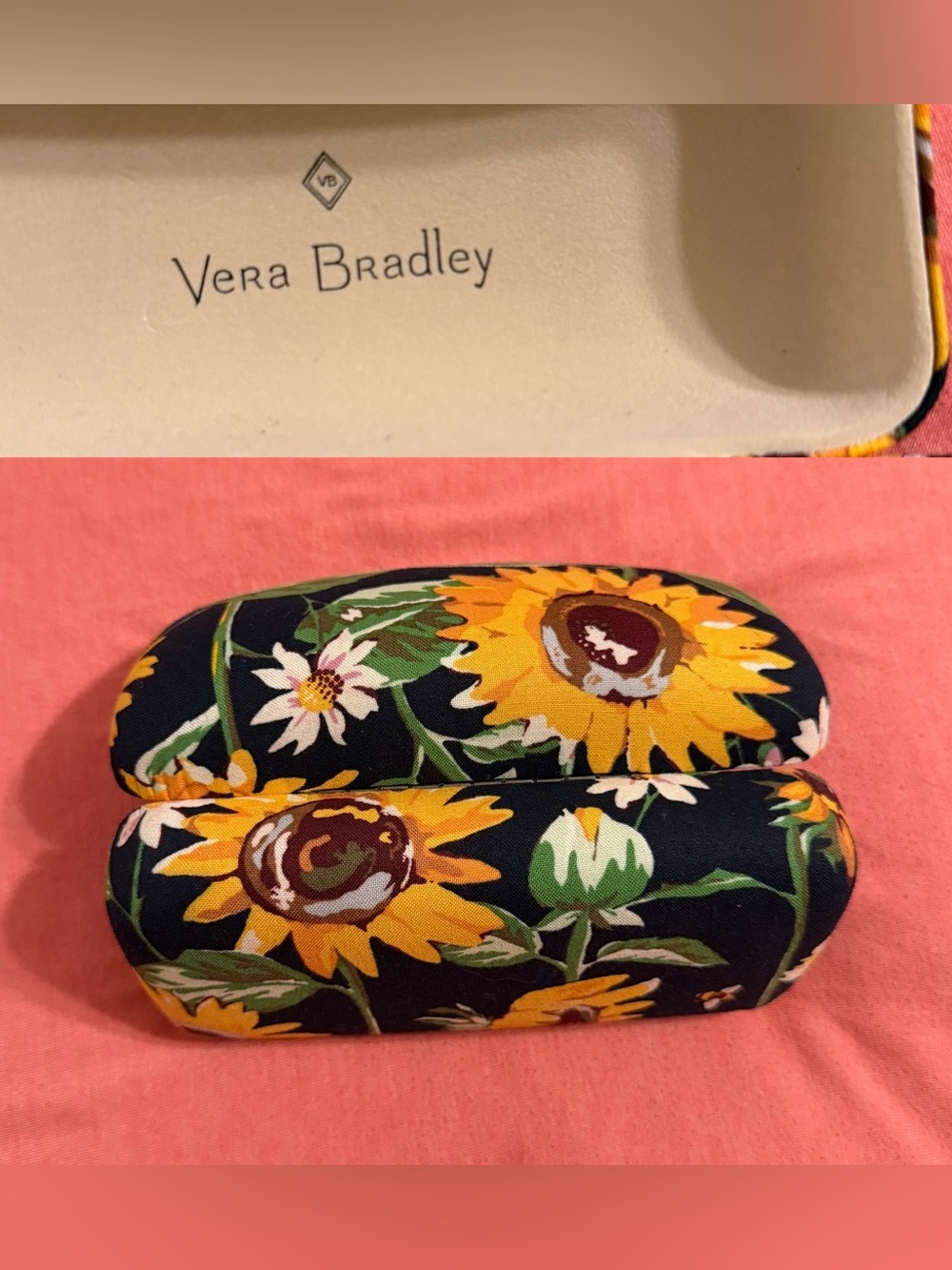 Vera Bradley Sunflowers Optical Hard Case Glasses Sunglasses Floral Black Yellow
